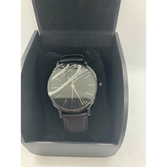 Armani Exchange Cayde Black Watch AX2705 NEW IN BOX Black Leather Strap - Picture 2 of 10